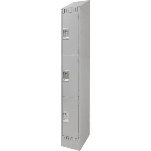 Lockers, 3 -tier, 12" x 18" x 86", Steel, Grey, Knocked Down Oxymax Inc