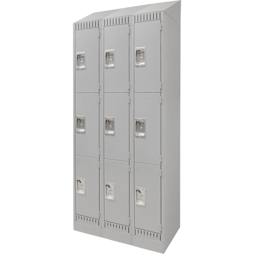 Casiers, 3 niveaux, Bloc de 3, 36" x 18" x 86", Acier, Gris, D&eacute;mont&eacute; Oxymax Inc
