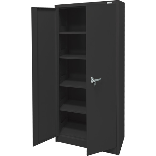 Armoire d'entreposage, Acier, 4 Tablettes, 66" h x 30" la x 15" P, Noir Oxymax Inc