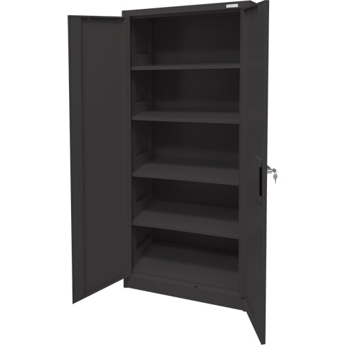 Armoire d'entreposage, Acier, 4 Tablettes, 66" h x 30" la x 15" P, Noir Oxymax Inc