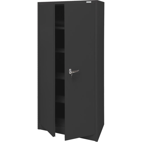 Armoire d'entreposage, Acier, 4 Tablettes, 66" h x 30" la x 15" P, Noir Oxymax Inc