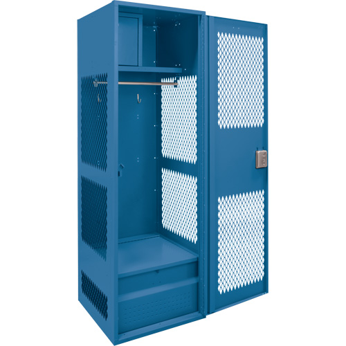 Casier pour &eacute;quipement avec porte, Acier, 24" la x 18" p x 72" h, Bleu fonc&eacute; Oxymax Inc