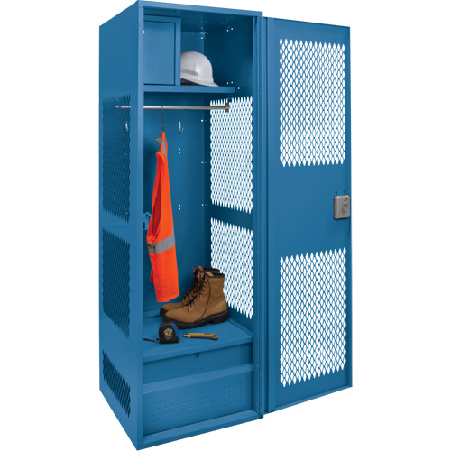 Casier pour &eacute;quipement avec porte, Acier, 24" la x 18" p x 72" h, Bleu fonc&eacute; Oxymax Inc