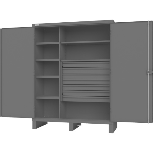 Wardrobe Cabinet with Standard Recessed Doors, Steel, 60" W x 24" D x 78" H, Grey Oxymax Inc