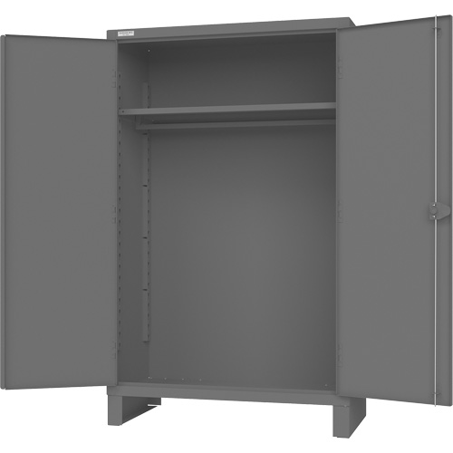 Armoire avec barre de suspension et portes encastr&eacute;es standards, Acier, 78" h x 48" la x 24" P, Gris Oxymax Inc
