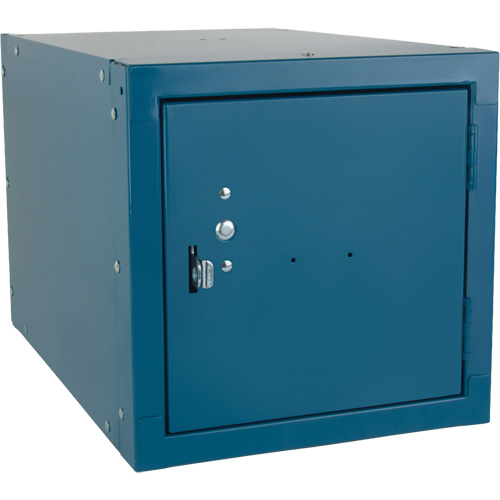 Stackable Cube Locker, 12" x 18" x 12", Steel, Blue, Knocked Down Oxymax Inc