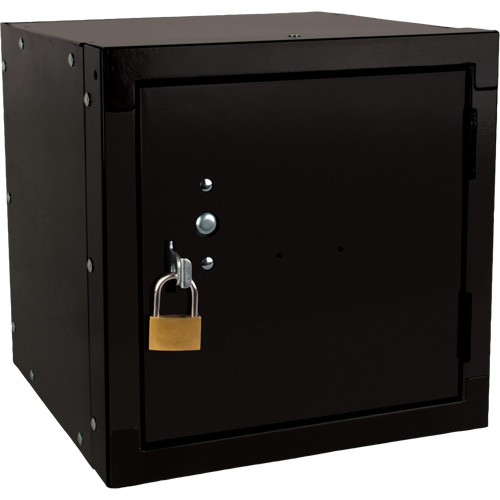 Stackable Cube Locker, 12" x 12" x 12", Steel, Black, Knocked Down Oxymax Inc