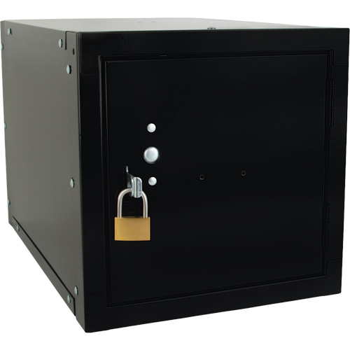 Stackable Cube Locker, 12" x 18" x 12", Steel, Black, Knocked Down Oxymax Inc