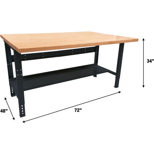 Industrial Modular Workbench, 1000 lbs. Cap., 72" W x 48" D Oxymax Inc