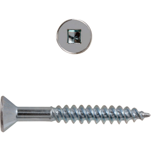 Flat Head Square Drive Wood Screws, #8 x 2-1/2" L, Zinc Plated Oxymax Inc