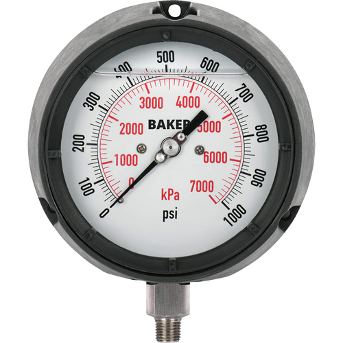 LF Series Pressure Gauge, 4-1/2" , 0-1000 psi, Bottom Mount, Analogue Oxymax Inc