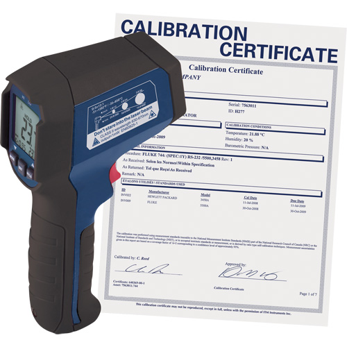 Infrared Thermometer with Calibration Certificate, -31°- 1202° F ( -35° - 650° C ), 12:1, Adjustable Emmissivity Oxymax Inc