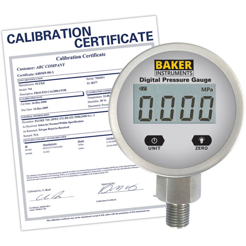 B5000 Series Pressure Gauge with ISO Certificate, 2-1/2" , 0 - 103.4 kPa/0 - 15 psi/0 - 416 in. w.c., Bottom Mount, Digital Oxymax Inc
