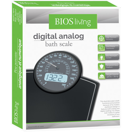 Digital Analog Scale, 396 lbs. Cap., 100 g / 0.2 lbs. Graduations Oxymax Inc