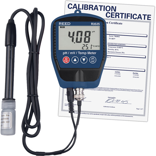 pH/mV-m&egrave;tre avec temp&eacute;rature, comprend un certificat de calibration Oxymax Inc