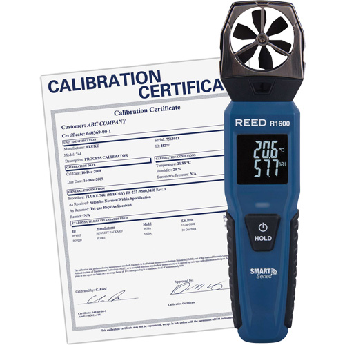 An&eacute;mom&egrave;tre &agrave; h&eacute;lices Bluetooth Smart avec certificat ISO, Enregistrement des donn&eacute;es, Gamme de v&eacute;locit&eacute; d'air de 0,6 - 25 m/sec/118 - 4921 pi/min/2,1 - 90 km/h/1,3 - 55,9 mi/h Oxymax Inc