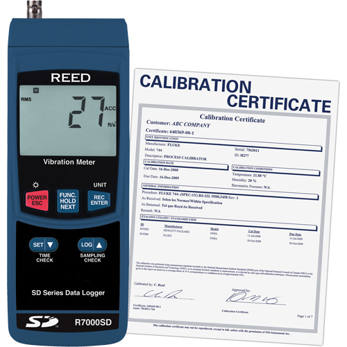 Vibrom&egrave;tre &agrave; enregistrement de donn&eacute;es avec certificat ISO, 10% - 85% HR, 32°- 122° F ( 0° - 50° C ) Oxymax Inc