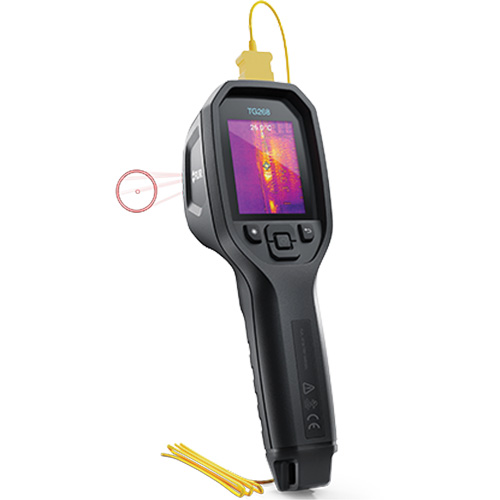24:1 Spot IR Thermal Imaging Camera with Bullseye Laser & Type K Thermocouple, 160 x 120 pixels, -10° - 45°C (14° - 113°F), 70 mK Oxymax Inc