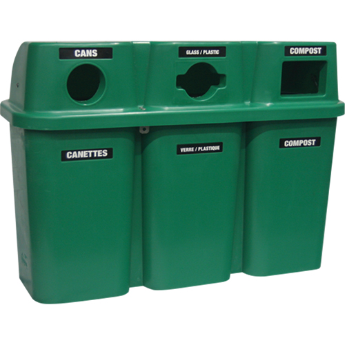 Contenants de recyclage Bullseye, Bord de rue, Plastique, 3 x 22 gal. US Oxymax Inc