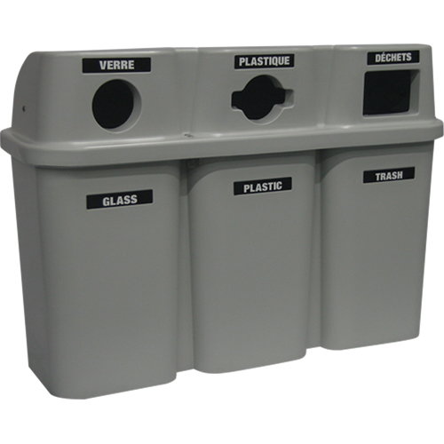 Recycling Containers Bullseye, Curbside, Plastic, 3 x 22 US Gal. Oxymax Inc