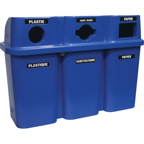 Contenants de recyclage Bullseye, Bord de rue, Plastique, 3 x 22 gal. US Oxymax Inc