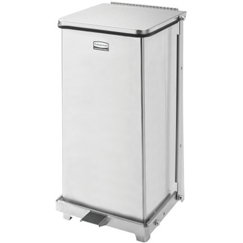 Corbeille &agrave; p&eacute;dale carr&eacute;e avec doublure Defenders, Acier inoxydable, Capacit&eacute; 6,5 gal. US Oxymax Inc