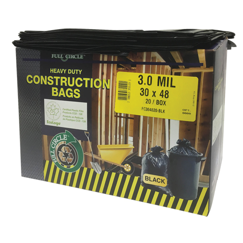 Contractor Liners, Strong, 30" W x 48" L, 3 mils, Black, 113.56 L (30 Gal.) Capacity Oxymax Inc