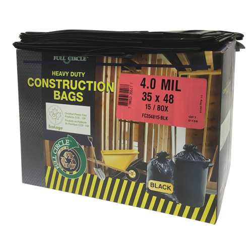 Contractor Liners, Strong, 35" W x 48" L, 4 mils, Black, 166.55 L (44 Gal.) Capacity Oxymax Inc