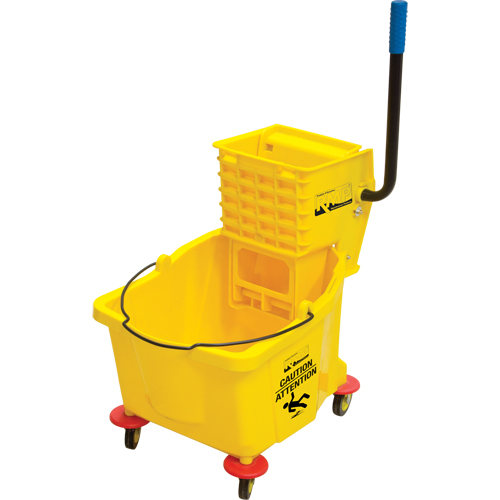 Mop Bucket and Wringer, Side Press, 9.5 US Gal.(38 Quart), Yellow Oxymax Inc
