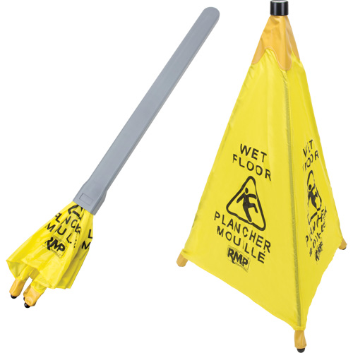 "Wet Floor" Pop-Up Safety Cone, Bilingual with Pictogram Oxymax Inc