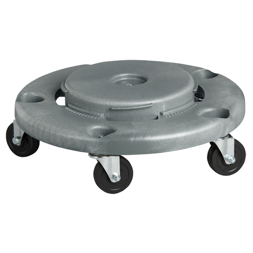 Socle roulant pour contenant &agrave; d&eacute;chets, Poly&eacute;thyl&egrave;ne, Gris, Convient aux contenants 24" dia. Oxymax Inc