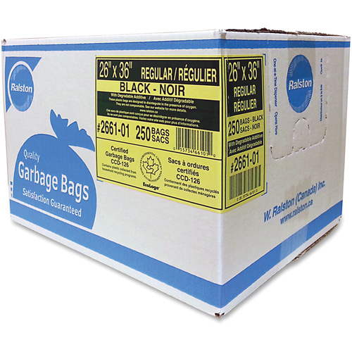 Sacs &agrave; d&eacute;chets de calibre industriel, R&eacute;gulier, 36" la x 26" lo, 0,65 mils, Noir Oxymax Inc