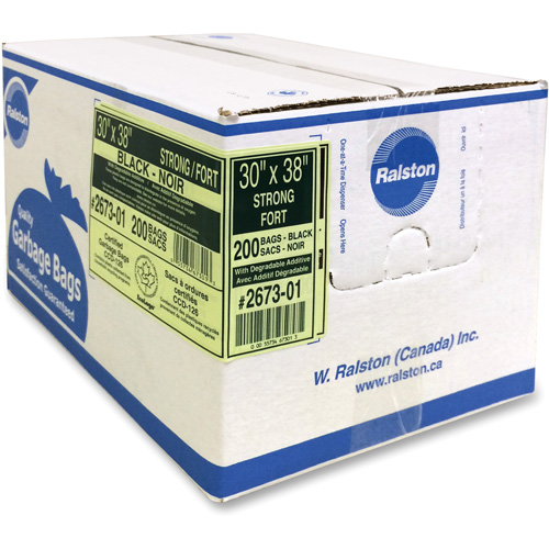 Industrial Garbage Bags, Strong, 38" W x 30" L, 0.85 mils, Black Oxymax Inc