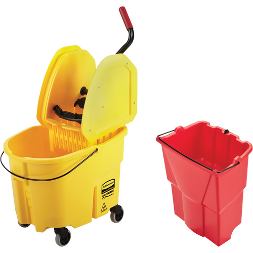 WaveBrake&reg; Mop Bucket & Wringer Combo Pack, Down Press, 8.75 US Gal.(35 Quart), Yellow Oxymax Inc