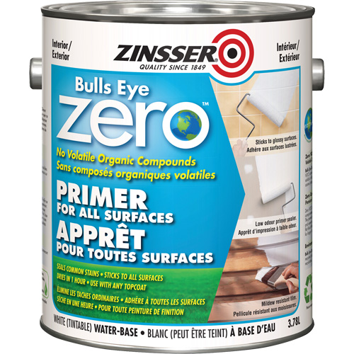 Appr&ecirc;t &agrave; faible teneur en COV Bulls Eye Zero, 3,78 L, Gallon, Blanc teintable Oxymax Inc