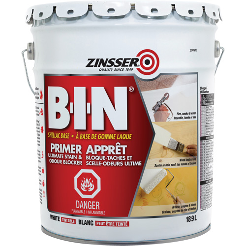 Appr&ecirc;t-scellant &agrave; base de gomme-laque B-I-N, 18,9 L, Seau, Blanc teintable Oxymax Inc