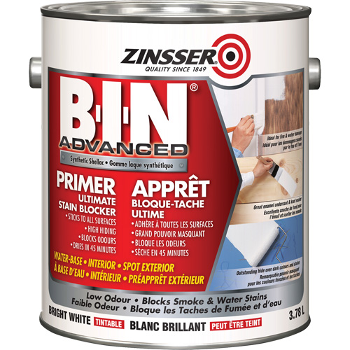 Appr&ecirc;t avanc&eacute; &agrave; base de gomme-laque synth&eacute;tique B-I-N, 3,78 L, Gallon, Blanc brillant teintable Oxymax Inc