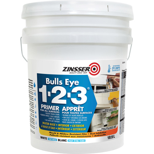 Appr&ecirc;t &agrave; base d'eau Bulls Eye 1-2-3, 18,9 L, Seau, Blanc Oxymax Inc