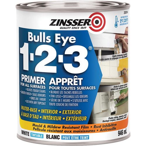 Appr&ecirc;t &agrave; base d'eau Bulls Eye 1-2-3, 946 ml, Canette, Blanc Oxymax Inc