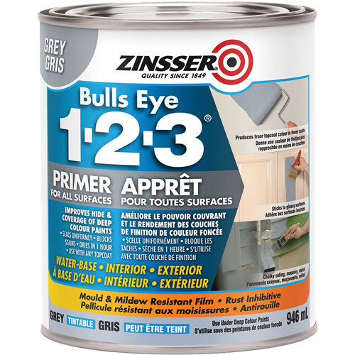Bulls Eye 1-2-3&reg; Water-Base Primer, 946 ml, Can, Grey Oxymax Inc
