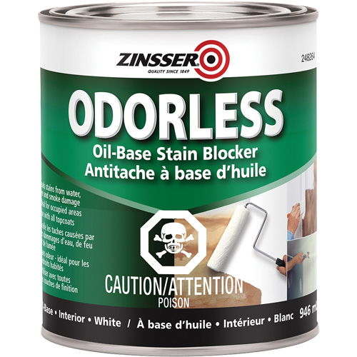 Appr&ecirc;t inodore &agrave; base d'huile qui bloque les taches, Blanc, Tr&egrave;s mat, 946 ml, Canette Oxymax Inc