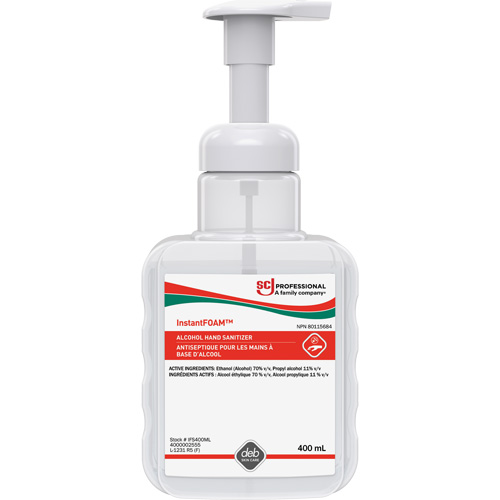 InstantFoam&reg; Hand Sanitizer, 400 ml, Pump Bottle, 70% Alcohol Oxymax Inc