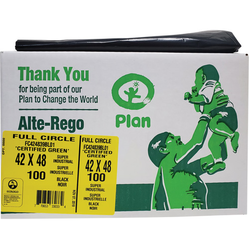 Full Circle Super Industrial Garbage Bags, Biodegradable, X-Strong, 48" L x 42" W, 1.5 mils Thick Oxymax Inc