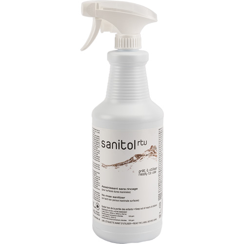 D&eacute;sinfectant et assainissant concentr&eacute; Sanitol, 950 ml, Bouteille &agrave; g&acirc;chette Oxymax Inc