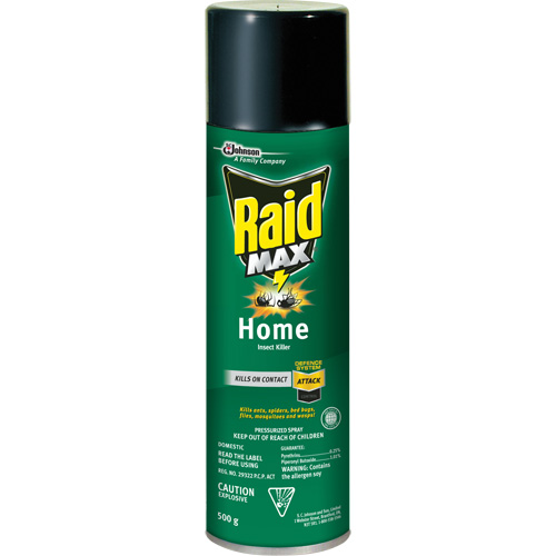 Raid&reg; Max&reg; Home Insect Killer Insecticide, 500 g, Aerosol Can, Solvent Base Oxymax Inc
