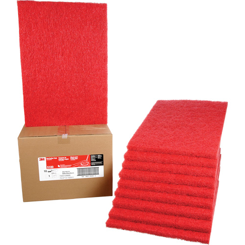 Tampon de nettoyage pour tapis, 14" x 20", Lustrage/Nettoyage, Rouge Oxymax Inc