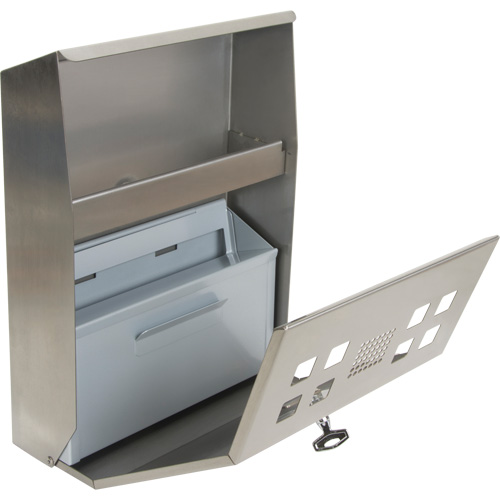 Cendrier, Montage mural, Acier inoxydable, Capacit&eacute; 1.6 Litres, Hauteur 13-4/5" Oxymax Inc