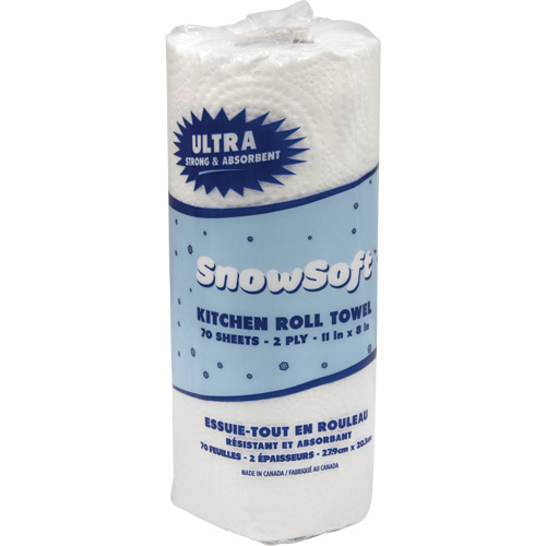 Essuie-tout pour cuisines de premi&egrave;re qualit&eacute; Snow Soft, 2 Pli, 70 Feuilles/rouleau, 8" la, 11" lo Oxymax Inc