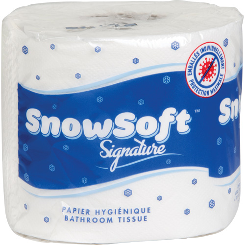 Papier hygi&eacute;nique de premi&egrave;re qualit&eacute; Snow Soft, 2 Pli, 600 Feuilles/Rouleu, Longueur 145', Blanc Oxymax Inc
