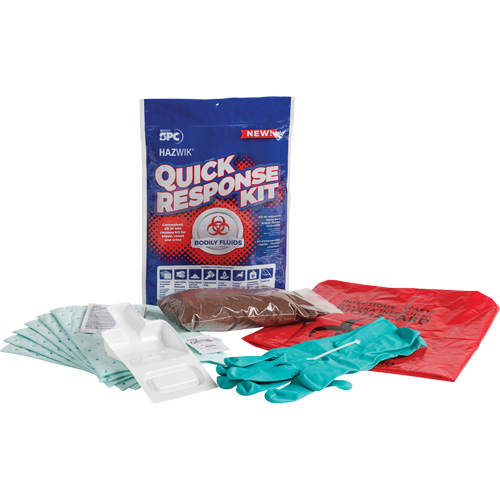 Hazwik&reg; Quick Response Spill Kit for Bodily Fluids, Biohazard, Bag, 0.49 US gal. Absorbancy Oxymax Inc